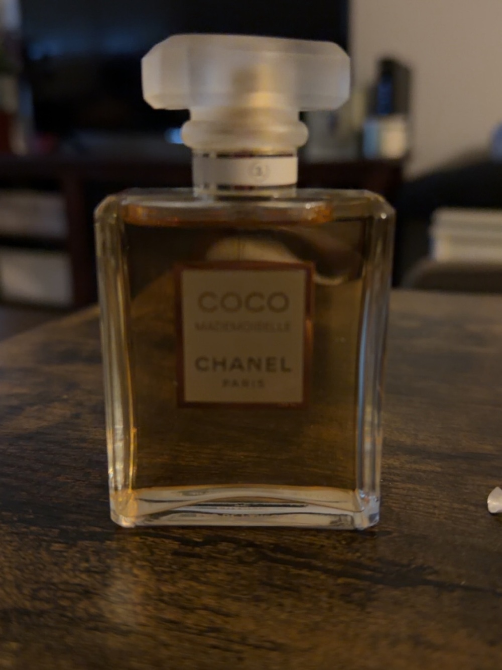CHANEL perfume bottle in amber and clear glass